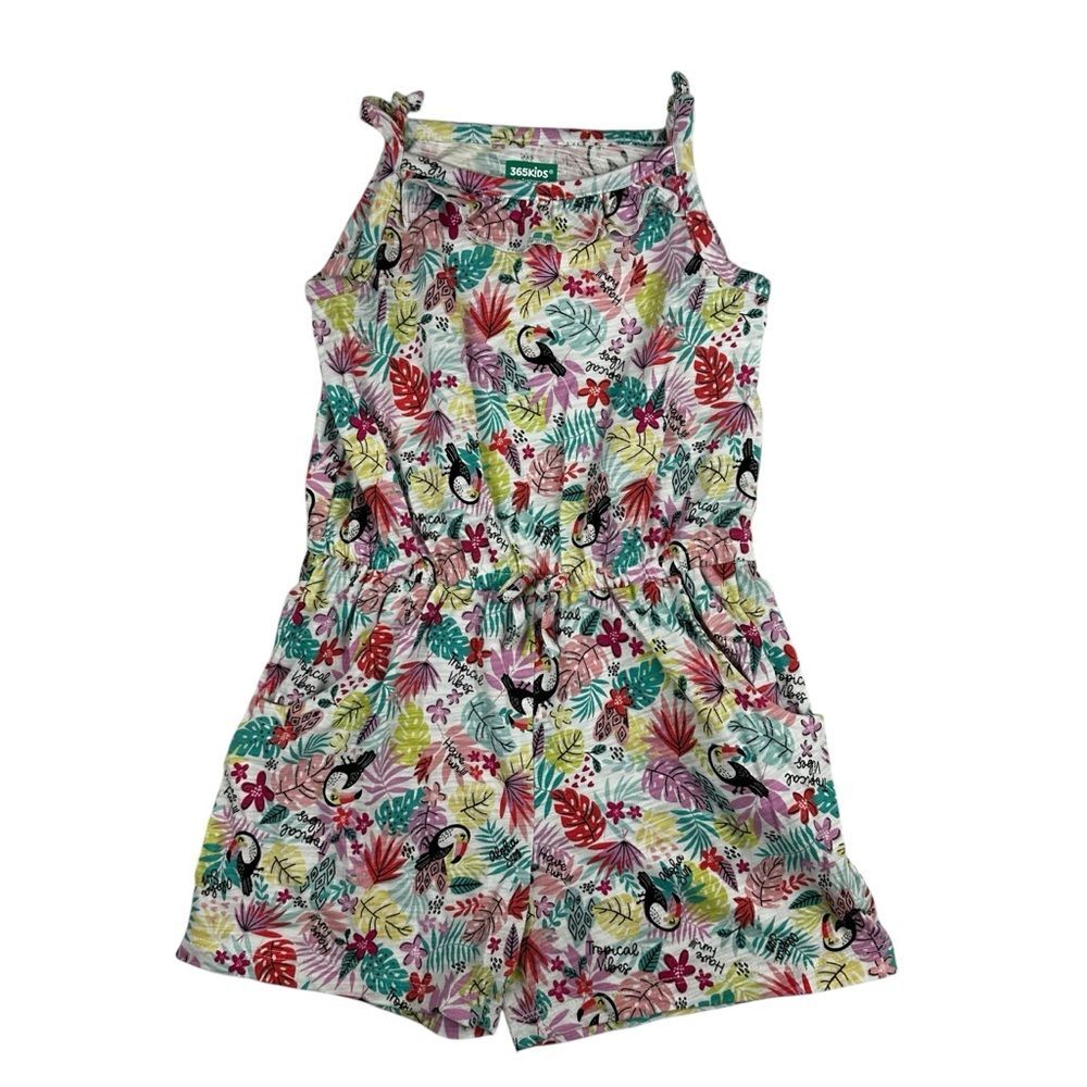 365Kids by Garanimals Girls Floral Print Multicolor Pink Blue Shorts Romper Sz 7